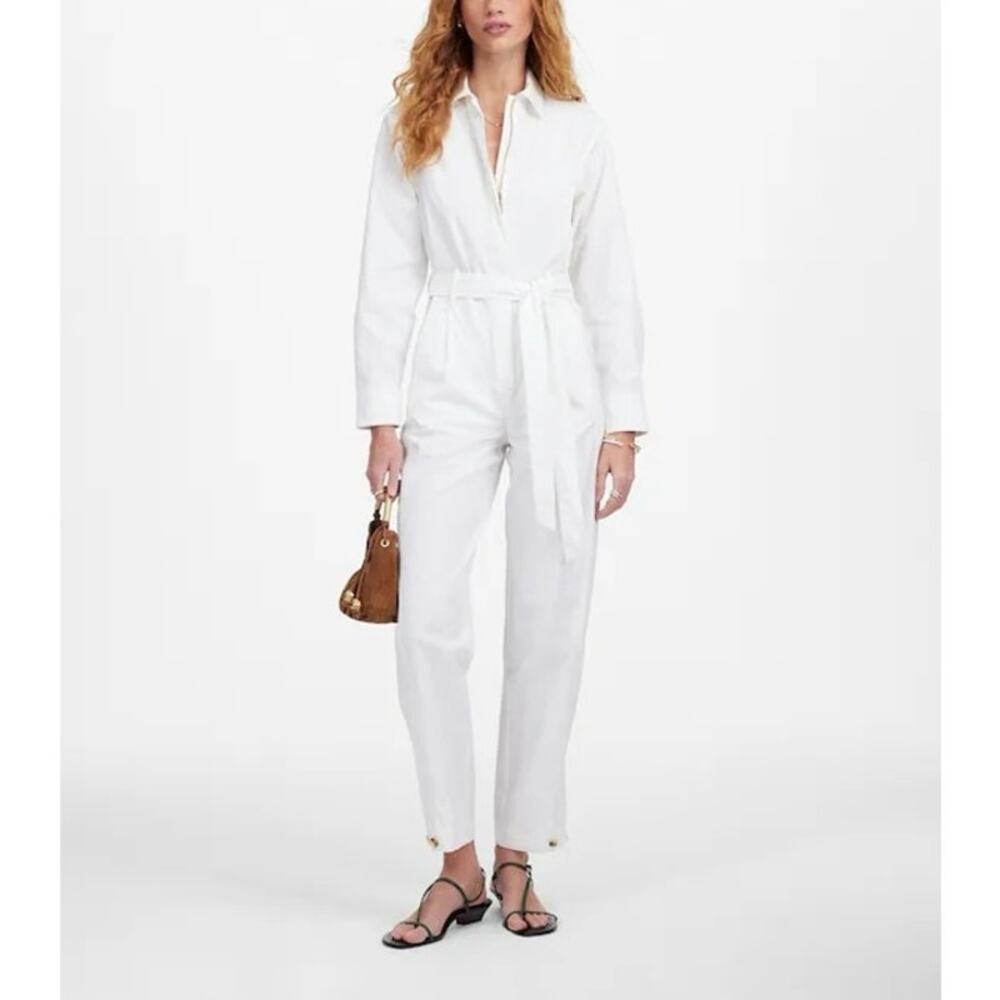 NWT Madewell Utility Coverall Straight-Leg Cotton Jumpsuit White Size Medium